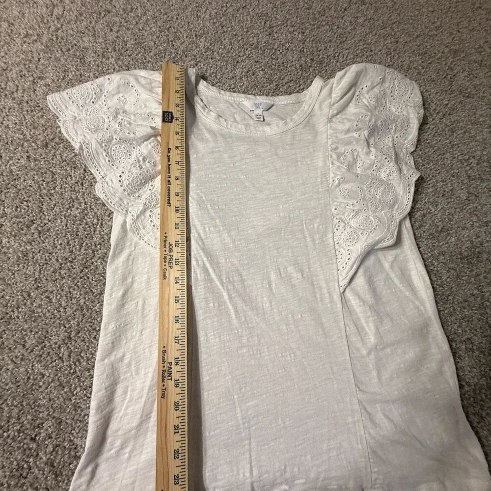 White Time and Tru Lace Butterfly Sleeve Top – Soft Feminine Everyday Classic - Picture 5 of 7